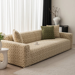 3D Jacquard Geometric Sofa Cover, High Stretch Soft Polar Fleece Slipcover for Couch