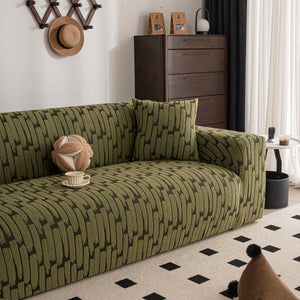 Plush Fleece Stretch Sofa Cover, Super Soft Textured Geometric Couch Slipcover