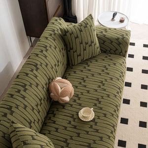 Plush Fleece Stretch Sofa Cover, Super Soft Textured Geometric Couch Slipcover