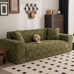 Plush Fleece Stretch Sofa Cover, Super Soft Textured Geometric Couch Slipcover