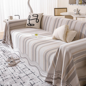 Modern Geometric Cooling Sofa Blanket, Soft & Breathable Striped Couch Throw Cover