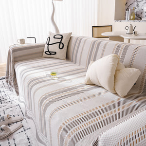 Modern Geometric Cooling Sofa Blanket, Soft & Breathable Striped Couch Throw Cover
