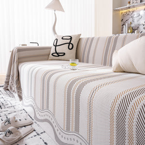 Modern Geometric Cooling Sofa Blanket, Soft & Breathable Striped Couch Throw Cover