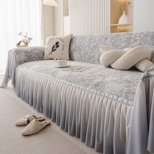French Chic Style Ruffle Rose Cover Throw for Sofas, Decorative Sectional Covers