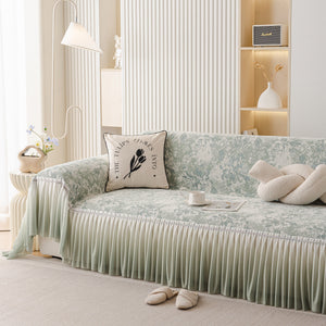 French Chic Style Ruffle Rose Cover Throw for Sofas, Decorative Sectional Covers