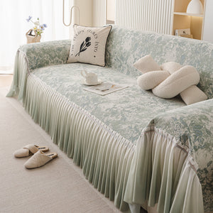 French Chic Style Ruffle Rose Cover Throw for Sofas, Decorative Sectional Covers