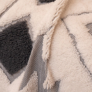 Bohemian Tufted Sofa Cover, Soft Sherpa Fleece Throw Blanket with 3D Aztec Geometric