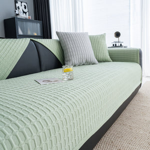 Geometric Textured Couch Slipcover Protector Non-Slip Ice Silk Sofa Cover for Couch