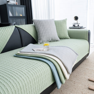 Geometric Textured Couch Slipcover Protector Non-Slip Ice Silk Sofa Cover for Couch
