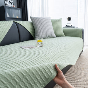 Geometric Textured Couch Slipcover Protector Non-Slip Ice Silk Sofa Cover for Couch