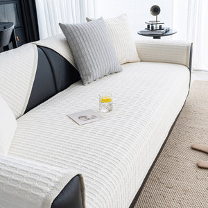 Geometric Textured Couch Slipcover Protector Non-Slip Ice Silk Sofa Cover for Couch