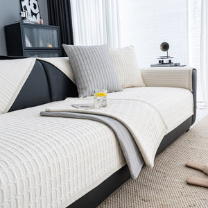 Geometric Textured Couch Slipcover Protector Non-Slip Ice Silk Sofa Cover for Couch