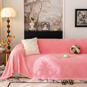 Plush Sherpa Fleece Sofa Throw Blanket, Soft & Cozy Furniture Protector for Couch