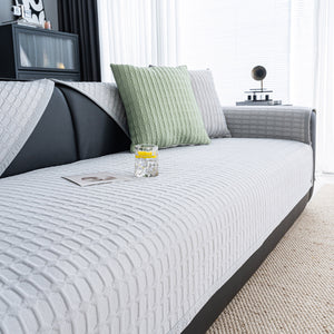Geometric Textured Couch Slipcover Protector Non-Slip Ice Silk Sofa Cover for Couch