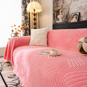 Plush Sherpa Fleece Sofa Throw Blanket, Soft & Cozy Furniture Protector for Couch