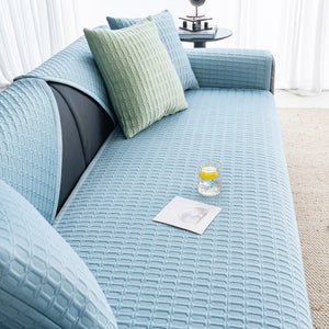 Geometric Textured Couch Slipcover Protector Non-Slip Ice Silk Sofa Cover for Couch