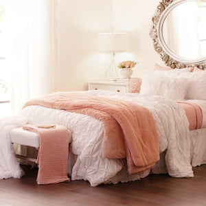 Modern Solid Ultra Soft Faux Fur Comforter Bed In A Bag