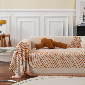Chenille Striped Sofa Throw Blanket, Furniture Throw Covers Living Room Couch Cover