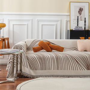 Chenille Striped Sofa Throw Blanket, Furniture Throw Covers Living Room Couch Cover