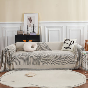 Chenille Striped Sofa Throw Blanket, Furniture Throw Covers Living Room Couch Cover