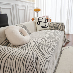 Chenille Striped Sofa Throw Blanket, Furniture Throw Covers Living Room Couch Cover