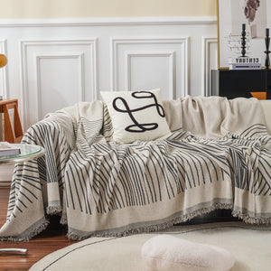Chenille Striped Sofa Throw Blanket, Furniture Throw Covers Living Room Couch Cover