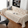 Chenille Striped Floral Couch Cover Sofa Slipcover for Most Shape Sofas, Reversible Sofa Throw Cover