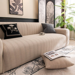 High Stretch Wheat Ear Embossed Textured Couch Slipcover, Water Repellent Sofa Cover