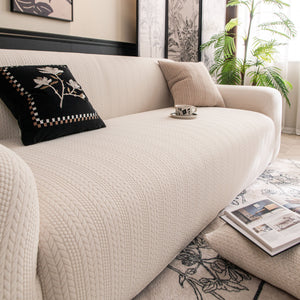 High Stretch Wheat Ear Embossed Textured Couch Slipcover, Water Repellent Sofa Cover