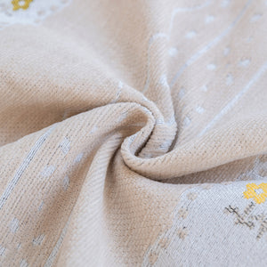 Daisy Striped Sofa Cover with Sheer Ruffle Skirt, Floral Soft Slipcover Blanket