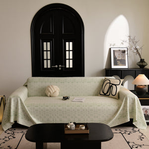 Sofa Cover Throw with Subtle Textured Stripes Lightweight Smooth Couch Slipcover