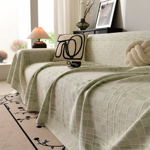 Sofa Cover Throw with Subtle Textured Stripes Lightweight Smooth Couch Slipcover