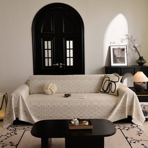 Sofa Cover Throw with Subtle Textured Stripes Lightweight Smooth Couch Slipcover