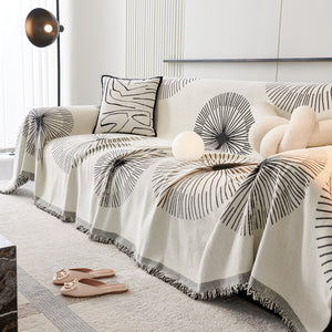 Dandelion Reversible Striped Couch Throw Cover for Living Room Pet Sofa Slipcovers Couch Protector