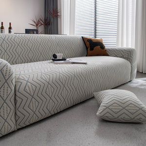 Modern Geometric Jacquard Sofa Slipcover, High Stretch 1-Piece Textured Couch Cover