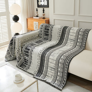 Chenille Sofa Cover Throw Blanket, Boho Geometric Scratch Proof Couch Protector