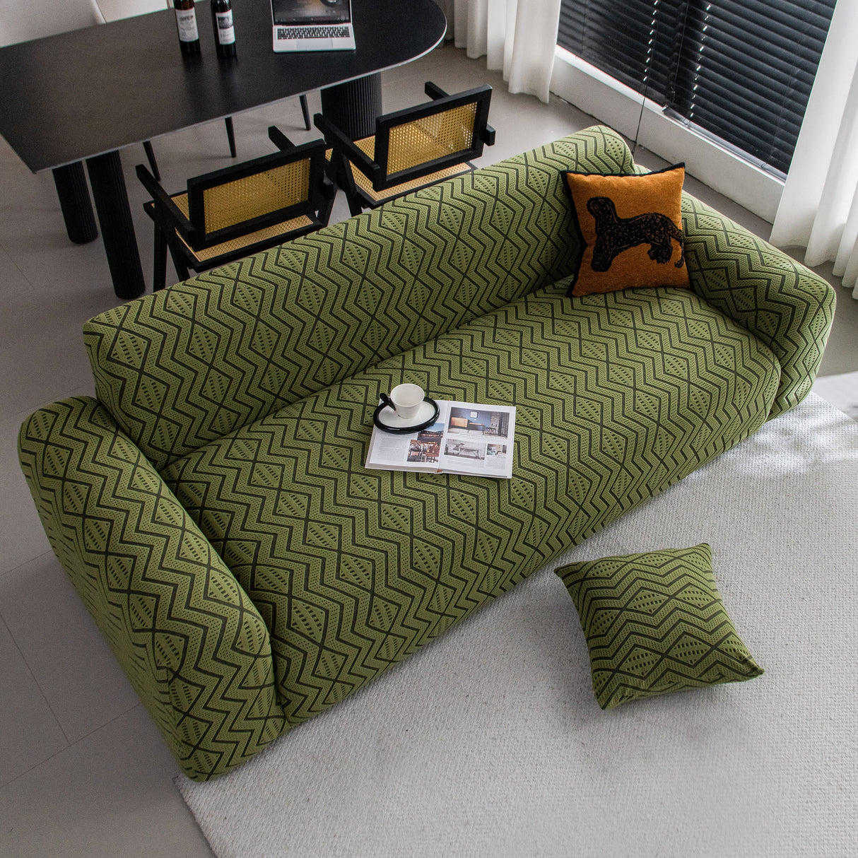Modern Geometric Jacquard Sofa Slipcover, High Stretch 1-Piece Textured Couch Cover
