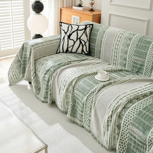 Chenille Sofa Cover Throw Blanket, Boho Geometric Scratch Proof Couch Protector