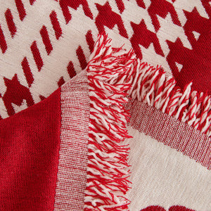 Chenille Houndstooth Sofa Throw Cover, Scratch Proof Cozy Throw Blankets for Couch