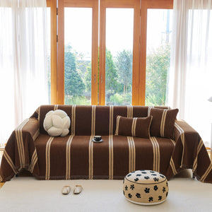 Textural Striped Chenille Sofa Covers, Boho Washable Decor Sofa Blankets Covers