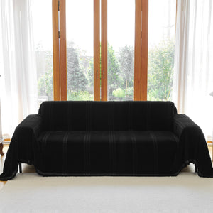 Textural Striped Chenille Sofa Covers, Boho Washable Decor Sofa Blankets Covers