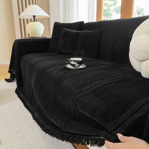 Textural Striped Chenille Sofa Covers, Boho Washable Decor Sofa Blankets Covers