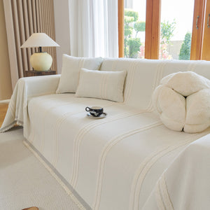 Textural Striped Chenille Sofa Covers, Boho Washable Decor Sofa Blankets Covers