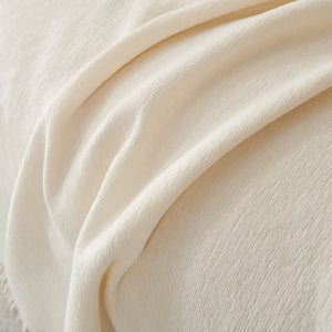 Solid Color Chenille Sofa Throw Blanket, Cozy & Easy Care Fringed Furniture Protector