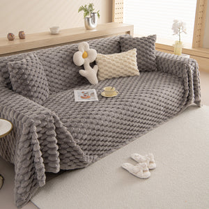 Thick Plush Faux Fur Couch Cover Blanket Warm Fuzzy Blanket Couch Protector for Winter