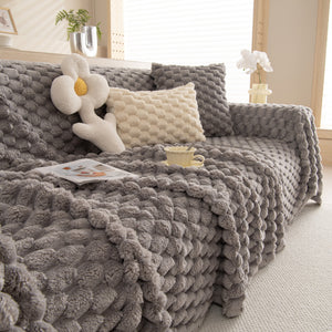 Thick Plush Faux Fur Couch Cover Blanket Warm Fuzzy Blanket Couch Protector for Winter