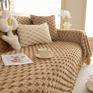 Thick Plush Faux Fur Couch Cover Blanket Warm Fuzzy Blanket Couch Protector for Winter