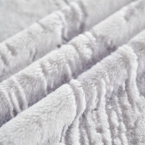 Plush Faux Fur Warm Sofa Cover with Waves Jacquard Textured Throw Blankets for Couch