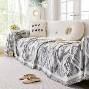 Soft Woven Leaf Couch Blanket, Pet-friendly Sectional Sofa Slipcover For Cats Dogs