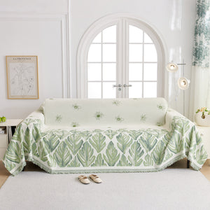 Soft Woven Leaf Couch Blanket, Pet-friendly Sectional Sofa Slipcover For Cats Dogs
